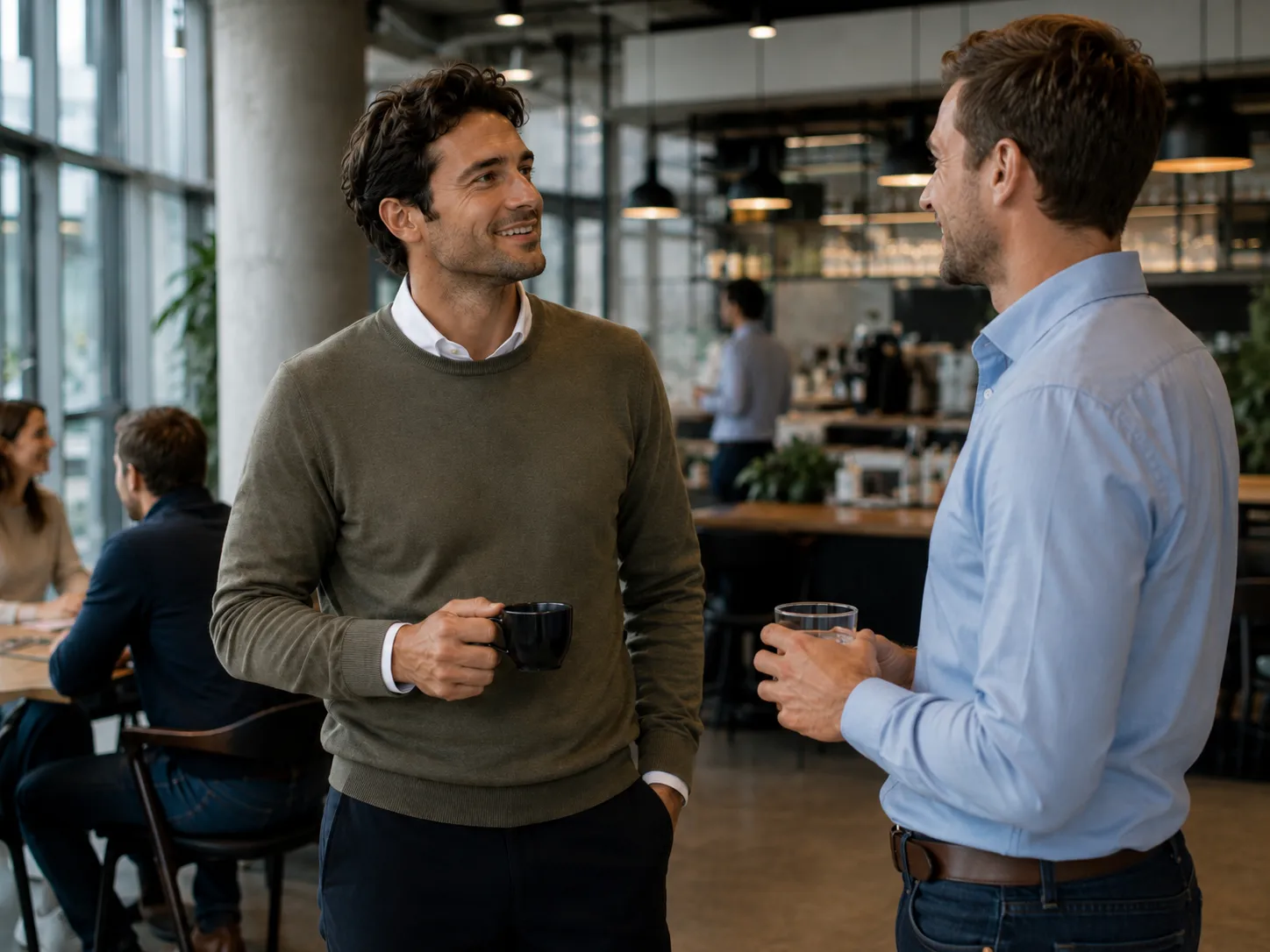 Man koffie drinkend