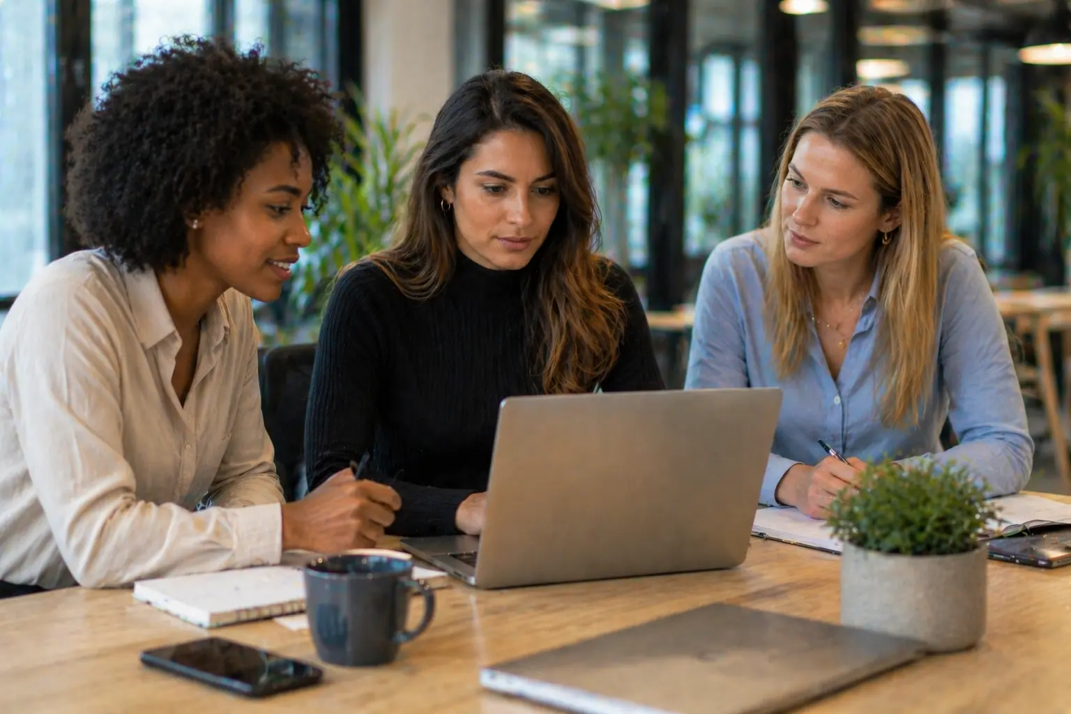 Kantoor dames achter de laptop