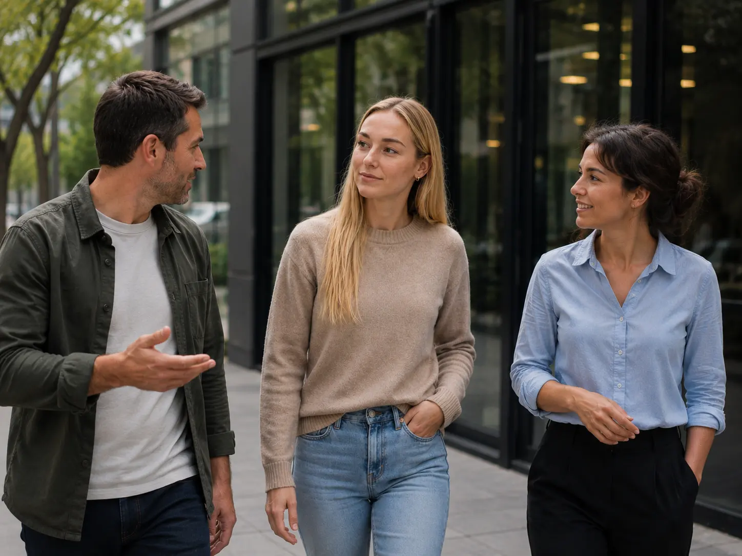 Collega's-lopen-over-straat
